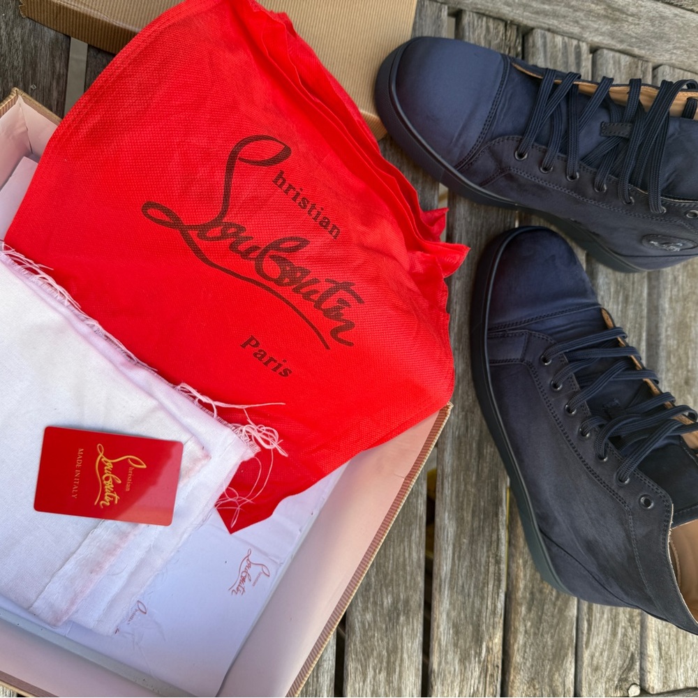 Christian Louboutin Navy High-Top Sneakers - Picture 3 of 12